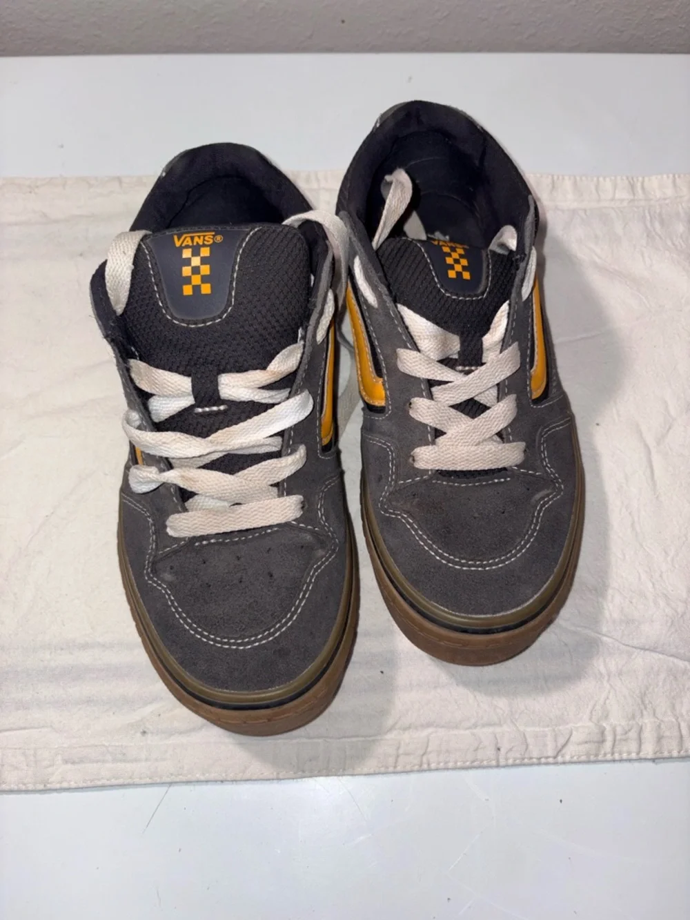 Vans Kids Black Low-Top Sneakers with Yellow Side Stripe - Picture 5 of 5